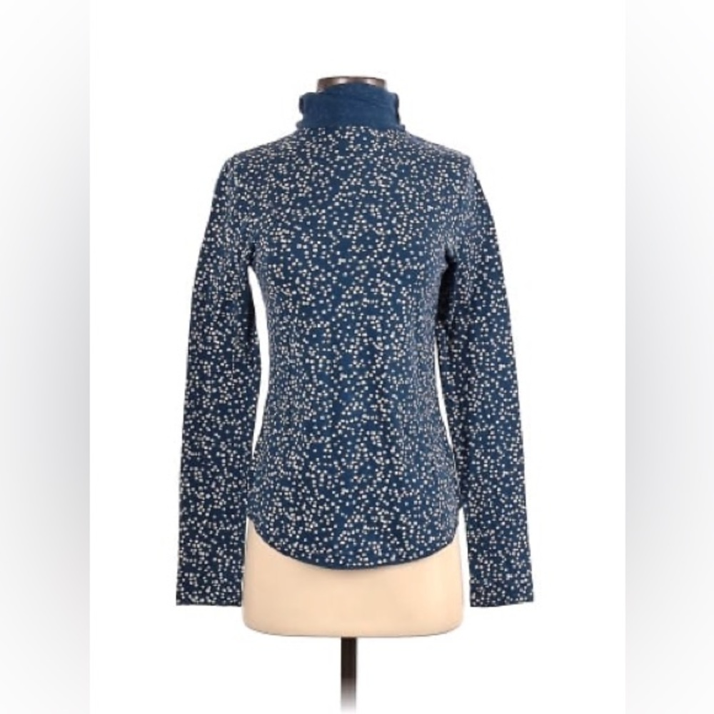 GAP Blue & White Floral Print Lightweight Turtleneck Cotton Shirt Sweater Sz M